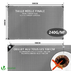 Bâche De Protection En Polyéthylène Resistant Et Impermeable 240g/m² Gris Et Noir 3x5m(Bache De Protection En Polyethylene Resistant Et Impermeable 240g M Gris Et Noir 3x5m) -Boutique Vounot 4 43a5ef66 d8fe 4132 964f 3e93148ba07d