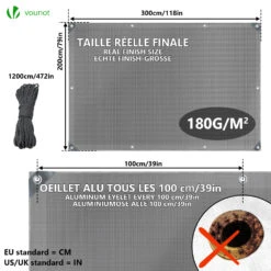 Bâche De Protection En Polyéthylène Resistant Et Impermeable 180g/m² Gris Et Noir 2x3m(Bache De Protection En Polyethylene Resistant Et Impermeable 180g M Gris Et Noir 2x3m) -Boutique Vounot 4 4566c1bb 844f 452a b5fd 3bbdce94b6a6