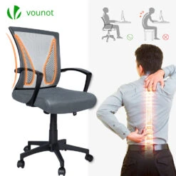 Fauteuil De Bureau Ergonomique Pivotant Avec Dossier Toile Respirant Gris(Fauteuil De Bureau Ergonomique Pivotant Avec Dossier Toile Respirant Gris) -Boutique Vounot 4 4abad44e fdb5 4c95 a714 e014b7c316a3