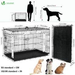 Cage Pour Chien Pliable Avec 2 Portes Verrouillable Plateau Amovible 107x70x78cm(Cage Pour Chien Pliable Avec 2 Portes Verrouillable Plateau Amovible 107x70x78cm) -Boutique Vounot 4 4d2732f1 ea35 44b8 8ec7 4faf976720e6