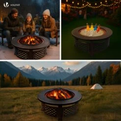 Brasero Exterieur En Metal Avec Grille, Pare-etincelles Tisonnier Diametre 81cm Noir(Brasero Exterieur En Metal Avec Grille Pare Etincelles Tisonnier Diametre 81cm Noir) -Boutique Vounot 4 52162996 534f 4138 a95b bc4c36696fd8