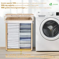 Panier A Linge En Bambou Rectangulaire Double Compartiments Avec Couvercle 100L(Panier A Linge En Bambou Rectangulaire Double Compartiments Avec Couvercle 100l) -Boutique Vounot 4 539a0f00 4681 4a85 a07a 65359138249f