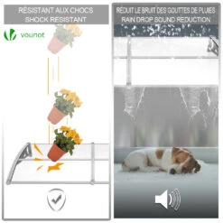 Auvent De Porte Marquise 200x80 Cm Transparent En Polycarbonate Anti UV(Auvent De Porte Marquise 200x80 Cm Transparent En Polycarbonate Anti Uv 1) -Boutique Vounot 4 5ca7d7ff 8be6 4c18 8cb9 01a4f033d163