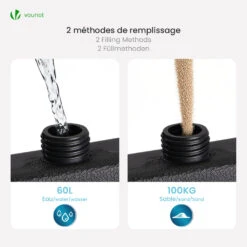 Lot De 4 Dalles Lestage Parasol HDPE 60L Eau - 100kg Sable Noires(Lot De 4 Dalles Lestage Parasol Hdpe 60l Eau 100kg Sable Noires) -Boutique Vounot 4 628a575c 9390 4403 9cce 79460abac78d
