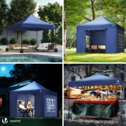 Tonnelle De Jardin Renforcée 3x3m Pliable Avec 4 Parois Et Sac De Transport A Roulette Bleue(Tonnelle De Jardin Renforcee 3x3m Pliable Avec 4 Parois Et Sac De Transport A Roulette Bleue) -Boutique Vounot 4 646d2acc df5d 4b4d 8c11 65ff41228cf3