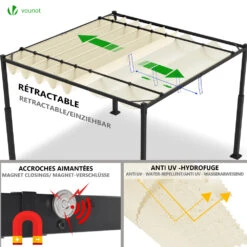Pergola Retractable 3x3m En Metal Et Toile Polyester Haute Densite 180g/m2 Beige(Pergola Retractable 3x3m En Metal Et Toile Polyester Haute Densite 180g M2 Beige 1) 10 Pergola Retractable 3x3m En Metal Et Toile Polyester Haute Densite 180g/m2 Beige(Pergola Retractable 3x3m En Metal Et Toile Polyester Haute Densite 180g M2 Beige 1) -Boutique Vounot 4 6db90665 940a 4d3b 8452 2bdae1beb07f