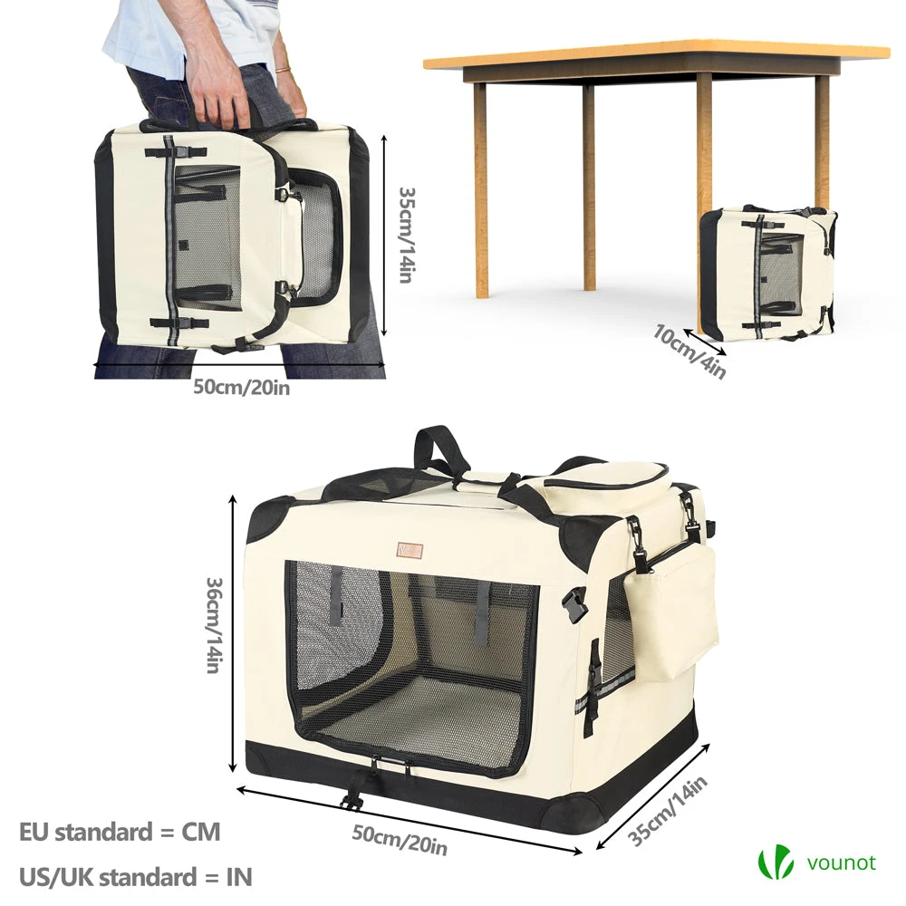 Sac Transport Pliable Chien Chat Caisse Cage Portable 50x35x36cm Beige(Sac Transport Pliable Chien Chat Caisse Cage Portable 50x35x36cm Beige) 4 Sac Transport Pliable Chien Chat Caisse Cage Portable 50x35x36cm Beige(Sac Transport Pliable Chien Chat Caisse Cage Portable 50x35x36cm Beige) – Image 4