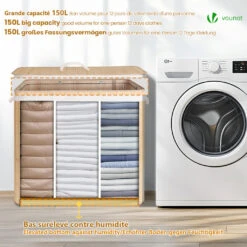 Panier A Linge En Bambou Rectangulaire Triple Compartiments Avec Couvercle 150L(Panier A Linge En Bambou Rectangulaire Triple Compartiments Avec Couvercle 150l) -Boutique Vounot 4 73988e13 3c99 4caf b113 ec68d178a351
