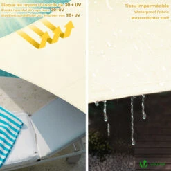 Voile D'ombrage Triangle En Polyester Imperméable Avec Kit De Montage 3x3x3m Beige(Voile Dombrage Triangle En Polyester Impermeable Avec Kit De Montage 3x3x3m Beige) -Boutique Vounot 4 73ad3cf9 8b52 4498 bbf2 30eb3211c538