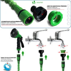 Tuyau D’Arrosage Extensible 15m Avec Accessoires Vert(Tuyau D Arrosage Extensible 15m Avec Accessoires Vert) -Boutique Vounot 4 74ac4a42 1ef1 49ea 8752 27fdf051dfbf