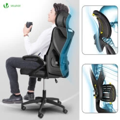 Fauteuil De Bureau Ergonomique Pivotant Avec Appui Tête Et Dossier Toile Respirant Noir(Fauteuil De Bureau Ergonomique Pivotant Avec Appui Tete Et Dossier Toile Respirant Noir) -Boutique Vounot 4 759e7b6e 21e3 421c bc20 09276e51c33f
