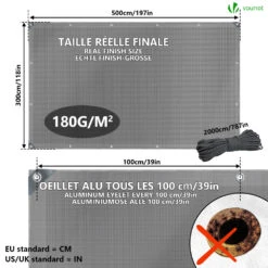 Bâche De Protection En Polyéthylène Resistant Et Impermeable 180g/m² Gris Et Noir 3x5m(Bache De Protection En Polyethylene Resistant Et Impermeable 180g M Gris Et Noir 3x5m) -Boutique Vounot 4 7b00cfe8 8f2a 459d a5a4 5f124fd16bda