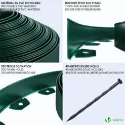Bordure De Jardin PVC Flexible 20m Avec Piquets Vert(Bordure De Jardin Pvc Flexible 20m Avec Piquets Vert) -Boutique Vounot 4 837eff74 1aa5 4b97 9fee 76a9dcc55aa5