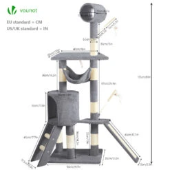 Arbre à Chat 154cm Avec Griffoir Plateforme Niche XXL Gris(Arbre A Chat 154cm Avec Griffoir Plateforme Niche Xxl Gris) -Boutique Vounot 4 8a067e54 64dc 49f8 a8f1 dd5e8852ff47