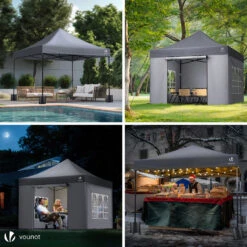 Tonnelle De Jardin Renforcée 3x3m Pliable Avec 4 Parois Et Sac De Transport A Roulette Gris(Tonnelle De Jardin Renforcee 3x3m Pliable Avec 4 Parois Et Sac De Transport A Roulette Gris) -Boutique Vounot 4 8d26c0b1 14cf 430a 8533 74da758e85f4