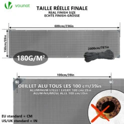 Bâche De Protection En Polyéthylène Resistant Et Impermeable 180g/m² Gris Et Noir 1.5x6m(Bache De Protection En Polyethylene Resistant Et Impermeable 180g M Gris Et Noir 1 5x6m) -Boutique Vounot 4 90ae1e4d 6f70 4044 9be8 8bc5b8ee8f20