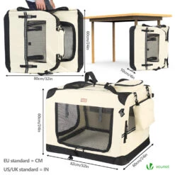 Sac Transport Pliable Chien Chat Caisse Cage Portable 82x60x60cm Beige(Sac Transport Pliable Chien Chat Caisse Cage Portable 82x60x60cm Beige) -Boutique Vounot 4 9191cc78 4897 4e79 9c4a e53473a24ebb