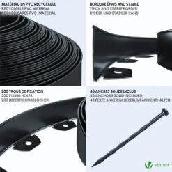Bordure De Jardin PVC Flexible 20m Avec Piquets Noir(Bordure De Jardin Pvc Flexible 20m Avec Piquets Noir) 10 Bordure De Jardin PVC Flexible 20m Avec Piquets Noir(Bordure De Jardin Pvc Flexible 20m Avec Piquets Noir) -Boutique Vounot 4 9fd39e58 7f55 4768 86ab 3270ed14571c