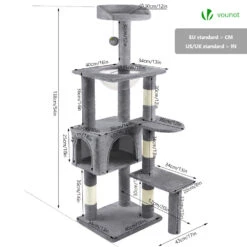 Arbre à Chat 138cm Avec Griffoir Plateforme Niche Et Capsule Spatiale Gris(Arbre A Chat 138cm Avec Griffoir Plateforme Niche Et Capsule Spatiale Gris) -Boutique Vounot 4 ae0875a7 b771 4cb1 ba1d 37a7fd8ed3be