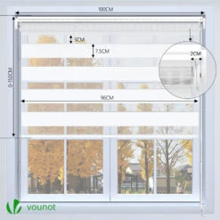 Lot De 2 Store Enrouleur Jour Nuit Double 100x150cm Blanc(Lot De 2 Store Enrouleur Jour Nuit Double 100x150cm Blanc) -Boutique Vounot 4 b762b674 7563 4284 977a ed5e48c12315