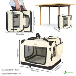 Sac Transport Pliable Chien Chat Caisse Cage Portable 60x44x44cm Beige(Sac Transport Pliable Chien Chat Caisse Cage Portable 60x44x44cm Beige) -Boutique Vounot 4 beaea384 2618 45e4 b980 bb262d35d948