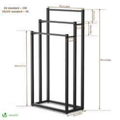 Porte Serviettes Sur Pied Autoportant 3 Niveaux Noir(Porte Serviettes Sur Pied Autoportant 3 Niveaux Noir) -Boutique Vounot 4 c6327b1a 000b 46ef a29e aaed727fc0ca