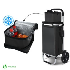 Chariot De Course Pliable Aluminium 2 Roues Avec Sac Isotherme Noir(Chariot De Course Pliable Aluminium 2 Roues Avec Sac Isotherme Noir) -Boutique Vounot 4 ceb13b6e d99c 43c3 8032 d02302c6aff3