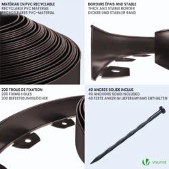 Bordure De Jardin PVC Flexible 20m Avec Piquets Marron(Bordure De Jardin Pvc Flexible 20m Avec Piquets Marron) -Boutique Vounot 4 cf77b666 77ff 412c b50c 4553515b5b3c