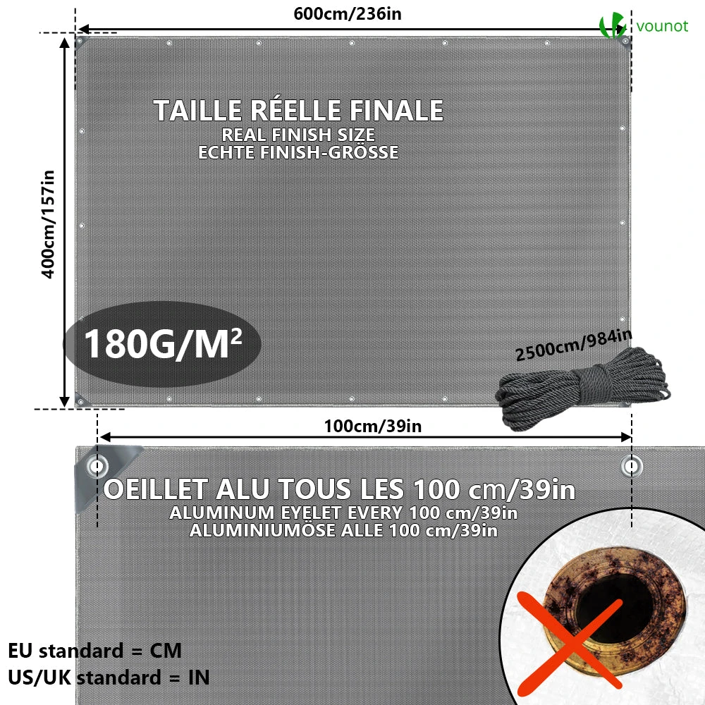 Bâche De Protection En Polyéthylène Resistant Et Impermeable 180g/m² Gris Et Noir 4x6m(Bache De Protection En Polyethylene Resistant Et Impermeable 180g M Gris Et Noir 4x6m) 4 Bâche De Protection En Polyéthylène Resistant Et Impermeable 180g/m² Gris Et Noir 4x6m(Bache De Protection En Polyethylene Resistant Et Impermeable 180g M Gris Et Noir 4x6m) – Image 4