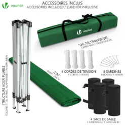 Tonnelle De Jardin 3x3m Pliable Verte Avec Sac De Transport(Tonnelle De Jardin 3x3m Pliable Verte Avec Sac De Transport) -Boutique Vounot 4 d9276fc9 ef90 4b5f bedb 66fd36011ac2