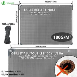 Bâche De Protection En Polyéthylène Resistant Et Impermeable 180g/m² Gris Et Noir 3x4m(Bache De Protection En Polyethylene Resistant Et Impermeable 180g M Gris Et Noir 3x4m) -Boutique Vounot 4 dbf6a594 9323 4d98 abe2 d9e0f0683153