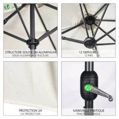 Parasol Jardin Double Aluminium 150 X 300 Cm Beige(Parasol Jardin Double Aluminium 150 X 300 Cm Beige) -Boutique Vounot 4 e068beca a469 4057 a219 d150d38f216a