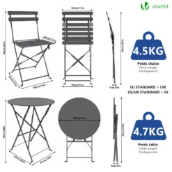 Ensemble Bistro Extérieur 1 Table 2 Chaises Acier Gris(Ensemble Bistro Exterieur 1 Table 2 Chaises Acier Gris 1) -Boutique Vounot 4 e2975125 bee6 4743 88a5 120ee67210c1