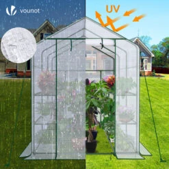 Serre De Jardin Avec Etageres Et Bache PE Renforcee 135g/m2 143x215x195cm(Serre De Jardin Avec Etageres Et Bache Pe Renforcee 135g M2 143x215x195cm) -Boutique Vounot 4 e3e665c1 60dc 4813 ae8a fa290edbd791