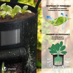 Lot De 3 Sacs De Plantation Non Tisse Avec Fenetre Velcro Et Poignee 43L Noir(Lot De 3 Sacs De Plantation Non Tisse Avec Fenetre Velcro Et Poignee 43l Noir) -Boutique Vounot 4 e49a0c91 bc6f 45b3 ad01 aaaabe48b157