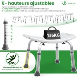 Siege De Douche Ergonomique A Hauteur Reglable En Aluminum HDPE Blanc(Siege De Douche Ergonomique A Hauteur Reglable En Aluminum Hdpe Blanc) -Boutique Vounot 4 f06e181b 4da2 4366 9ba4 1b2903f1146a