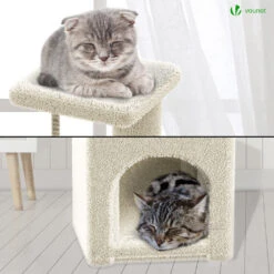 Arbre à Chat 88cm Avec Corde Griffoir Plateforme Niche Beige(Arbre A Chat 88cm Avec Corde Griffoir Plateforme Niche Beige) -Boutique Vounot 4 f075c698 16d8 497c abc8 8e91ea1dff49