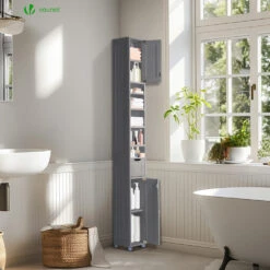 Meuble Rangement Salle De Bain Haut Colonne 180x20x20cm MDF Gris(Meuble Rangement Salle De Bain Haut Colonne 180x20x20cm Mdf Gris) -Boutique Vounot 4 fabcc801 70b4 43c1 9cdd a78f792fdae4