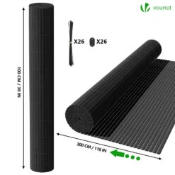 Canisse PVC Brise Vue Renforce Avec Attaches De Fixation 100x300cm Gris(Canisse Pvc Brise Vue Renforce Avec Attaches De Fixation 100x300cm Gris) -Boutique Vounot 5 100 300