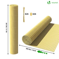 Canisse PVC Brise Vue Renforce Avec Attaches De Fixation 80x300cm Beige(Canisse Pvc Brise Vue Renforce Avec Attaches De Fixation 80x300cm Beige) -Boutique Vounot 5.jpg 80cm 300cm