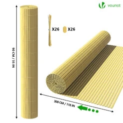 Canisse PVC Brise Vue Renforce Avec Attaches De Fixation 90x300cm Beige(Canisse Pvc Brise Vue Renforce Avec Attaches De Fixation 90x300cm Beige) -Boutique Vounot 5.jpg 90cm 300cm