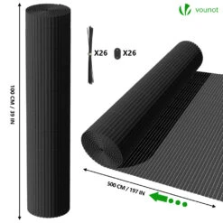 Canisse PVC Brise Vue Renforce Avec Attaches De Fixation 100x500cm Gris(Canisse Pvc Brise Vue Renforce Avec Attaches De Fixation 100x500cm Gris) -Boutique Vounot 5.psb 100 500