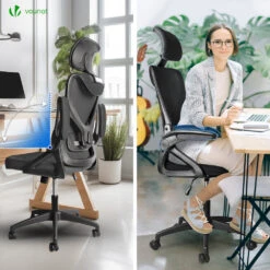 Fauteuil De Bureau Ergonomique Pivotant Avec Appui Tête Et Dossier Toile Respirant Noir(Fauteuil De Bureau Ergonomique Pivotant Avec Appui Tete Et Dossier Toile Respirant Noir) -Boutique Vounot 5 07e81fba a3f1 41ab bed9 92ffe5f5edd3