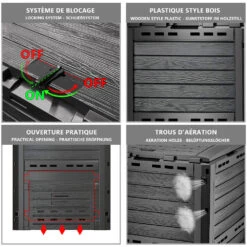 Composteur De Jardin 300L Qualité Supérieure Pour Jardin Déchets Imitation Style Bois Noir(Composteur De Jardin 300l Qualite Superieure Pour Jardin Dechets Imitation Style Bois Noir) -Boutique Vounot 5 08704bea b1de 4526 8540 b5dc174c16da