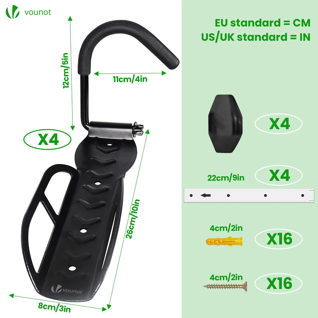 Lot De 4 Supports De Velo Mural Avec Coussinets De Protection Noir(Lot De 4 Supports De Velo Mural Avec Coussinets De Protection Noir) 5 Lot De 4 Supports De Velo Mural Avec Coussinets De Protection Noir(Lot De 4 Supports De Velo Mural Avec Coussinets De Protection Noir) – Image 5