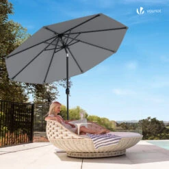 Parasol Inclinable 2.70 X 2.40m Avec Housse De Protection Gris(Parasol Inclinable 2 70 X 2 40m Avec Housse De Protection Gris) -Boutique Vounot 5 120079fc b178 4c5d b20b abfa530fec1a