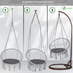 Fauteuil Suspendu Avec Coussin Rond Gris(Fauteuil Suspendu Avec Coussin Rond Gris) -Boutique Vounot 5 1b5d84e3 f742 4969 bf9a 4b7fe2507030