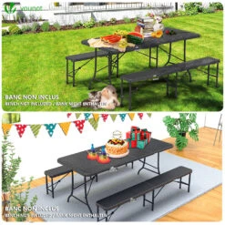 Table De Camping Pique Nique Pliable 180cm HDPE Polyrotin Noire(Table De Camping Pique Nique Pliable 180cm Hdpe Polyrotin Noire) -Boutique Vounot 5 1ccda2f7 5fc5 4d35 87b6 7a3d32d4a6d6