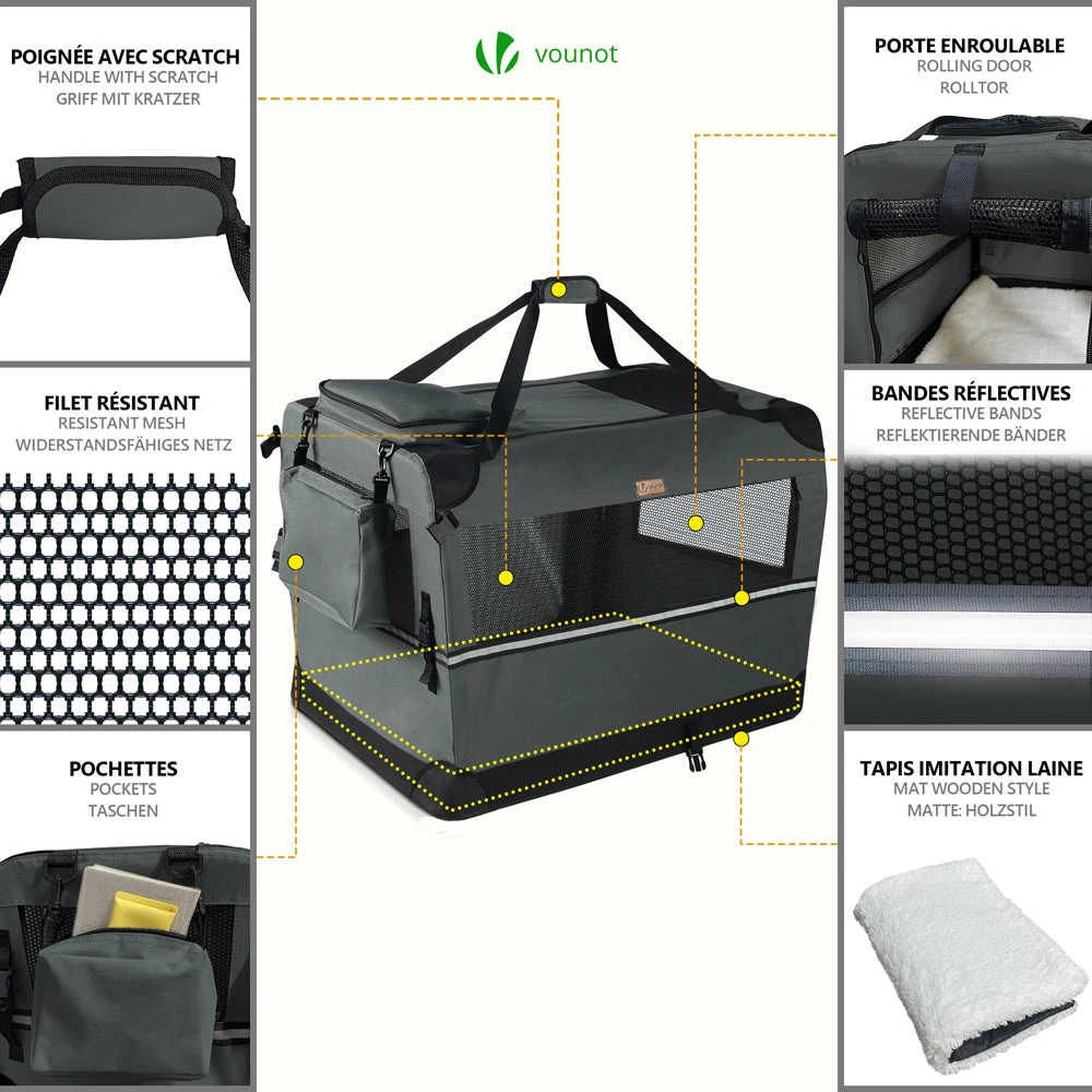 Sac Transport Pliable Chien Chat Caisse Cage Portable 50x35x36cm Gris(Sac Transport Pliable Chien Chat Caisse Cage Portable 50x35x36cm Gris) 5 Sac Transport Pliable Chien Chat Caisse Cage Portable 50x35x36cm Gris(Sac Transport Pliable Chien Chat Caisse Cage Portable 50x35x36cm Gris) – Image 5