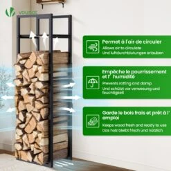 Range Bûche Vertical Télescopique Pour Cheminée Avec étagère De MDF 45x32x170cm Acier Noir(Range Buche Vertical Telescopique Pour Cheminee Avec Etagere De Mdf 45x32x170cm Acier Noir) -Boutique Vounot 5 25850dd0 1033 476b b66b 9f84afe559d7